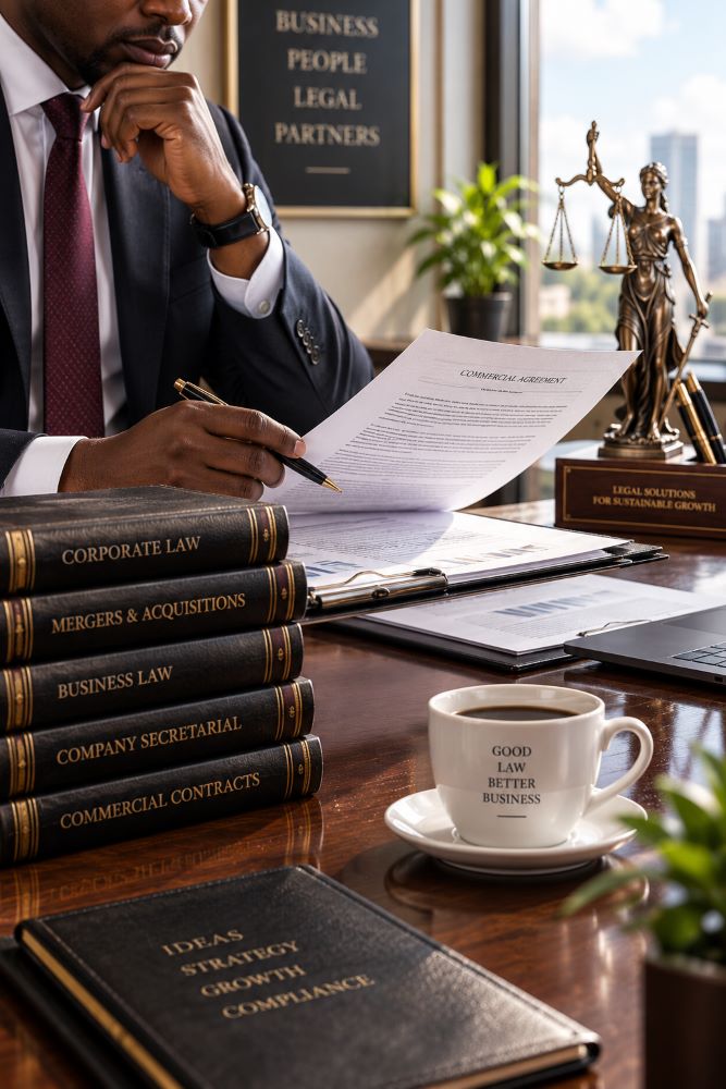 Professional reviewing commercial legal documents.